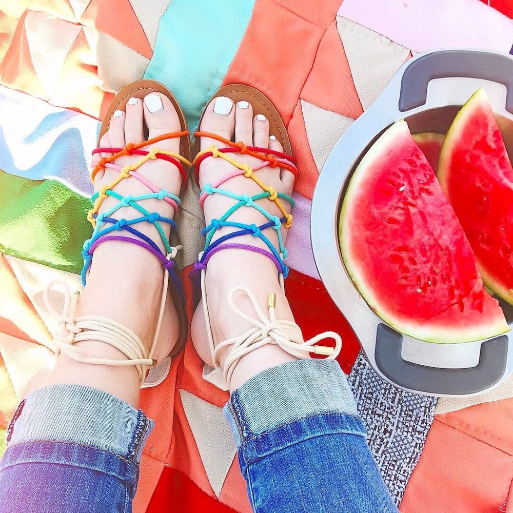 Kassandra rainbow gladiator sandals